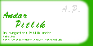 andor pitlik business card